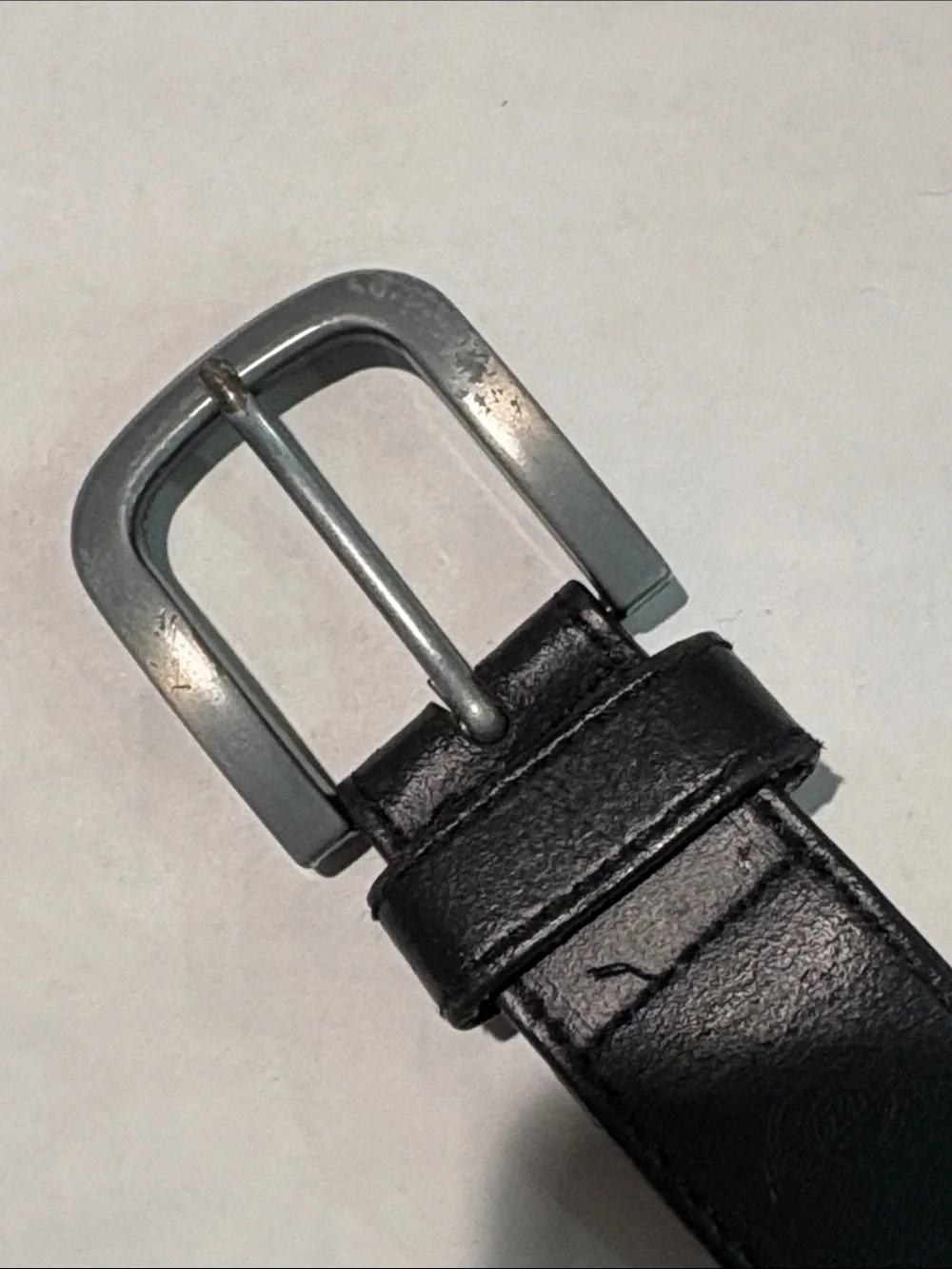 Dickies Men's Black Leather Belt with Silver Buckle
